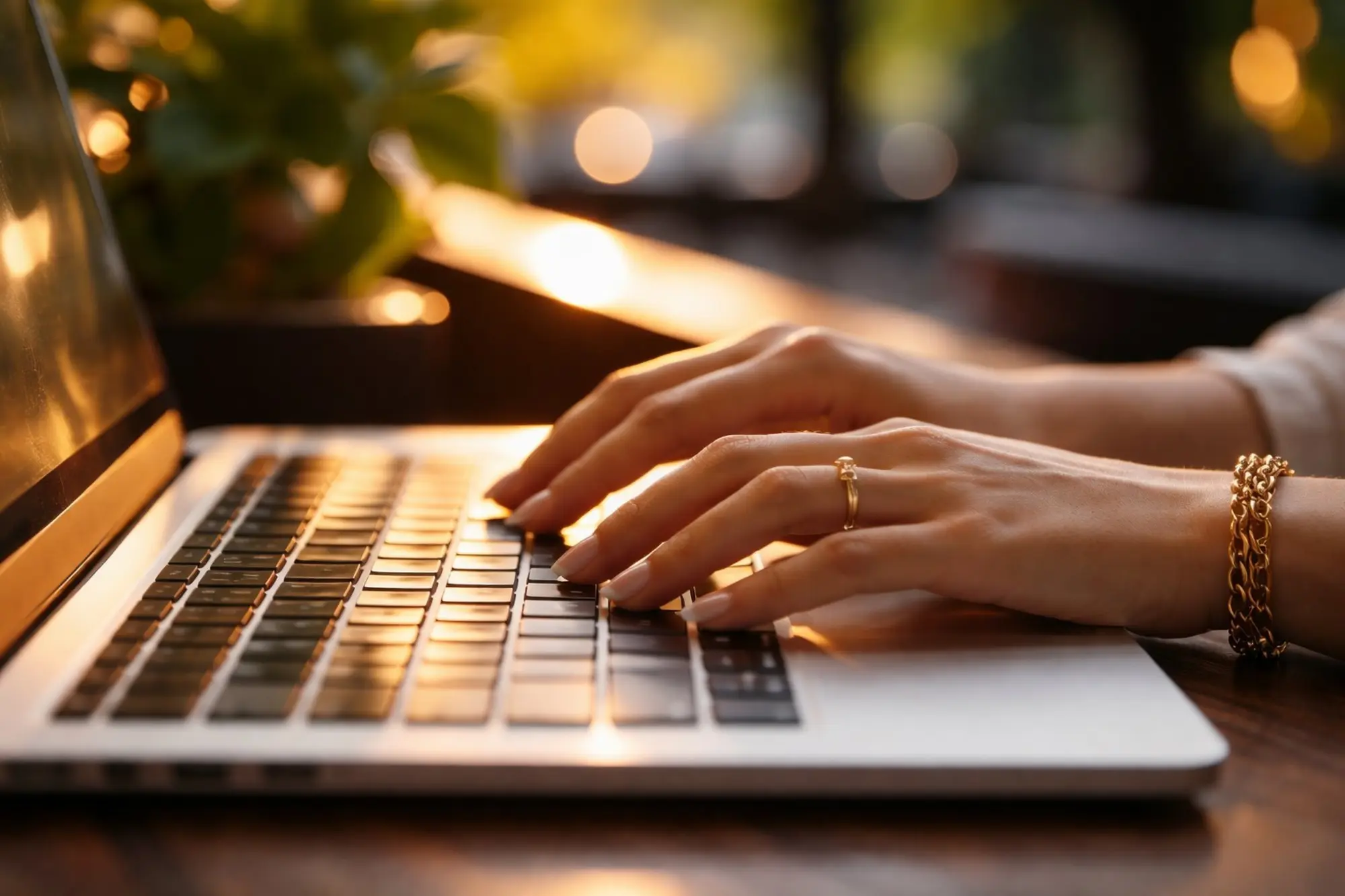 Mains élégantes sur clavier